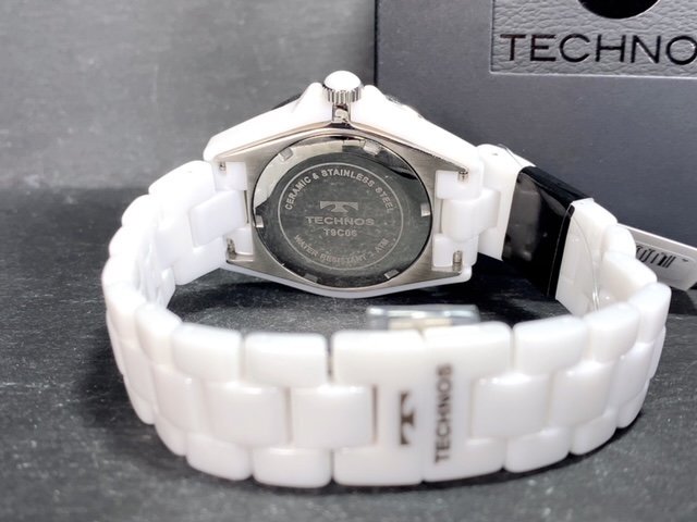 新品 テクノス TECHNOS 正規品 腕時計 アナログ腕時計 クオーツ セラミック 防水 カレンダー シンプル ビジネス ホワイト 白 プレゼント