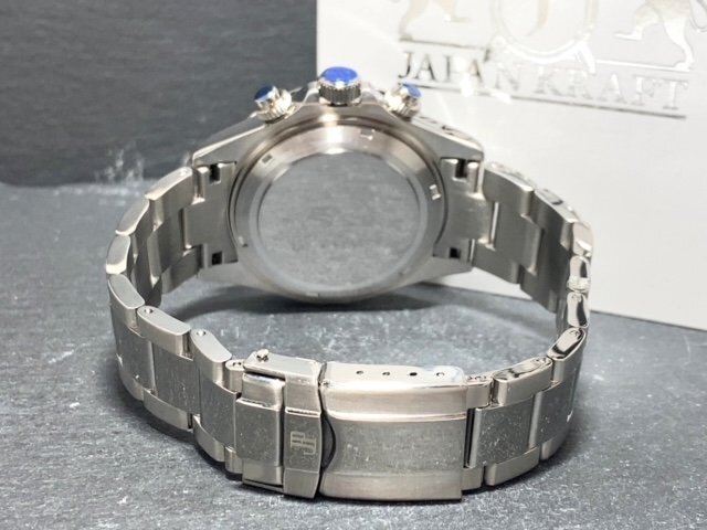 天然ダイヤモンド付き 新品 JAPAN KRAFT ジャパンクラフト 腕時計 正規品 クロノグラフ コスモグラフ 自動巻き 機械式 シルバー ブラックの画像7