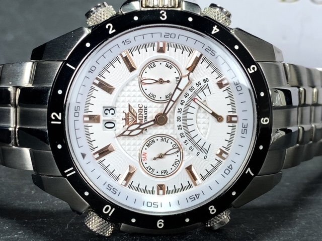 新品 正規品 ドミニク DOMINIC 自動巻き 腕時計 オートマティック カレンダー 5気圧防水 ステンレス ピンクゴールド ホワイト プレゼントの画像6