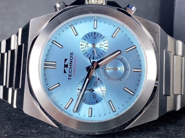 新品 テクノス TECHNOS 正規品 腕時計 アナログ腕時計 クオーツ ステンレス クロノグラフ 5気圧防水 多機能時計 アイスブルー プレゼントの画像6