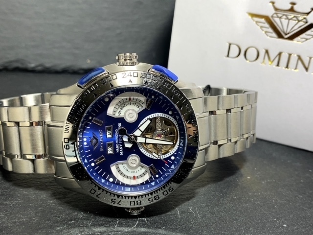 限定モデル 秘密のからくりギミック搭載 新品 DOMINIC ドミニク 正規品 腕時計 手巻き腕時計 ステンレスベルト アンティーク腕時計 ブルーの画像7