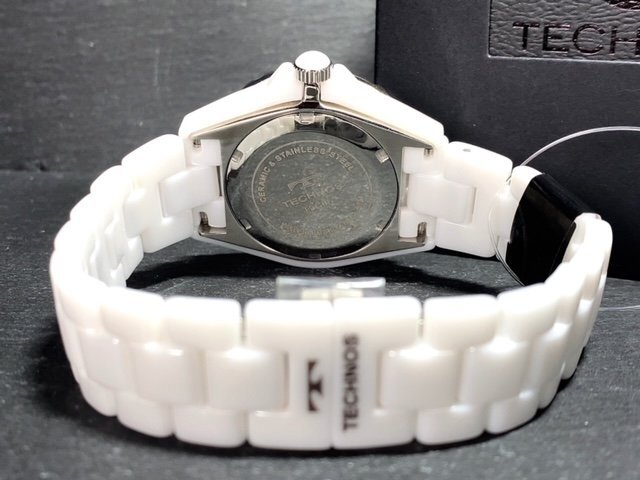ダイヤモンド付き 新品 テクノス TECHNOS 正規品 腕時計 アナログ腕時計 クオーツ セラミック カレンダー 防水 3針 ホワイト プレゼントの画像8
