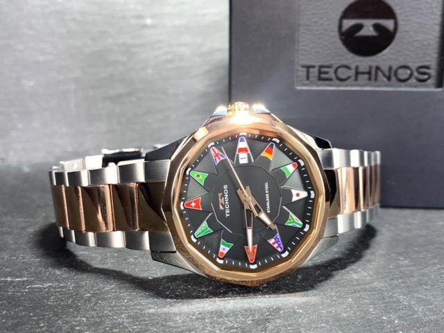 新品 テクノス TECHNOS 正規品 腕時計 アナログ腕時計 クオーツ ステンレス 3気圧防水 カレンダー ピンクゴールド ブラック プレゼントの画像7