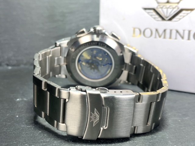 新品 正規品 ドミニク DOMINIC 自動巻き 腕時計 オートマティック カレンダー 5気圧防水 ステンレス シルバー ブラック メンズ プレゼントの画像8