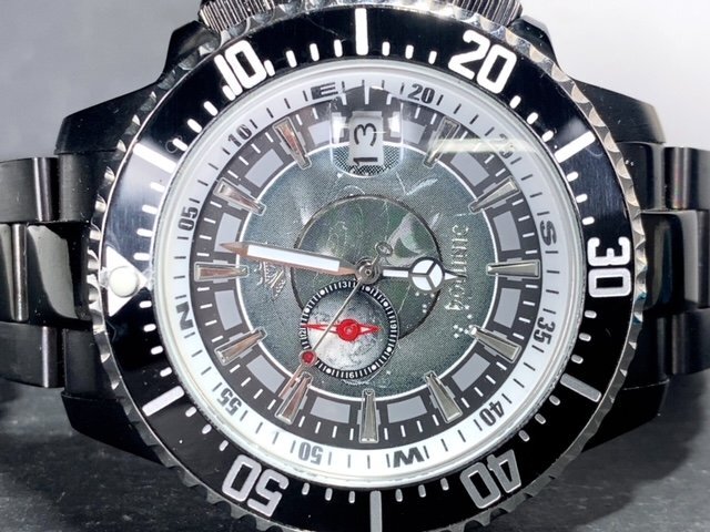 新品 正規品 ドミニク DOMINIC 自動巻き 腕時計 オートマティック カレンダー 防水 ステンレス アースギミック からくり時計 ブラック 宇宙の画像6
