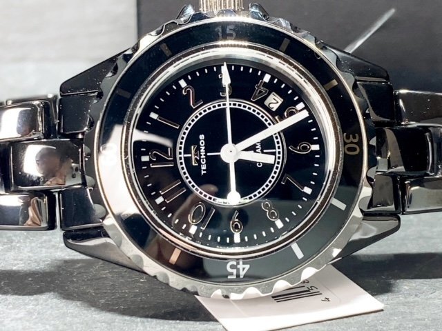 新品 テクノス TECHNOS 正規品 腕時計 アナログ腕時計 クオーツ セラミック 3気圧防水 カレンダー 3針 ビジネス ブラック 黒 プレゼントの画像6
