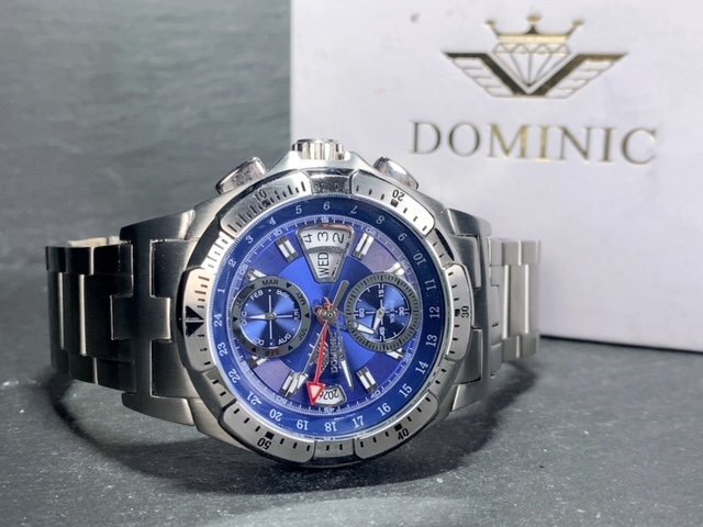 新品 正規品 ドミニク DOMINIC 自動巻き 腕時計 オートマティック カレンダー 5気圧防水 ステンレス シルバー ブルー ビジネス プレゼントの画像7