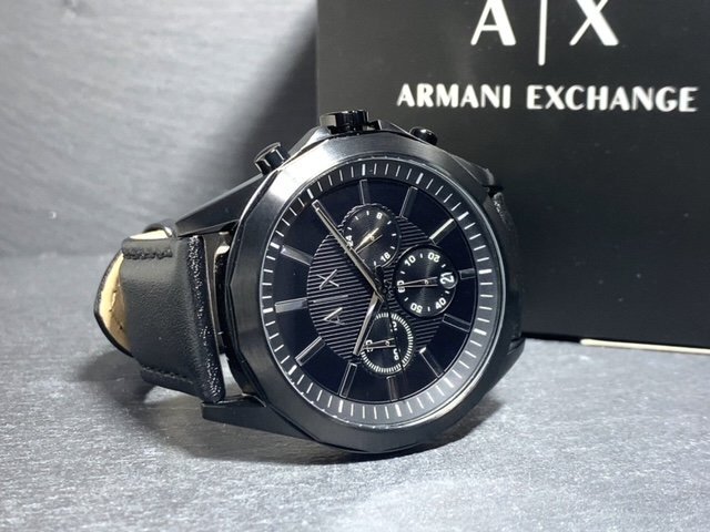 新品 AX ARMANI EXCHANGE アルマーニ エクスチェンジ 正規品 腕時計 クロノグラフ カレンダー アナログ クオーツ 防水 レザー ブラックの画像6