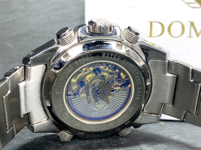 新品 正規品 ドミニク DOMINIC 自動巻き 腕時計 オートマティック カレンダー 防水 ステンレス シルバー ブラック ビジネス プレゼントの画像9