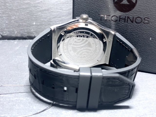 新品 腕時計 正規品 TECHNOS テクノス クオーツ アナログ腕時計 5気圧防水 ウレタンバンド シンプル シルバー ブラック メンズ プレゼント_画像8