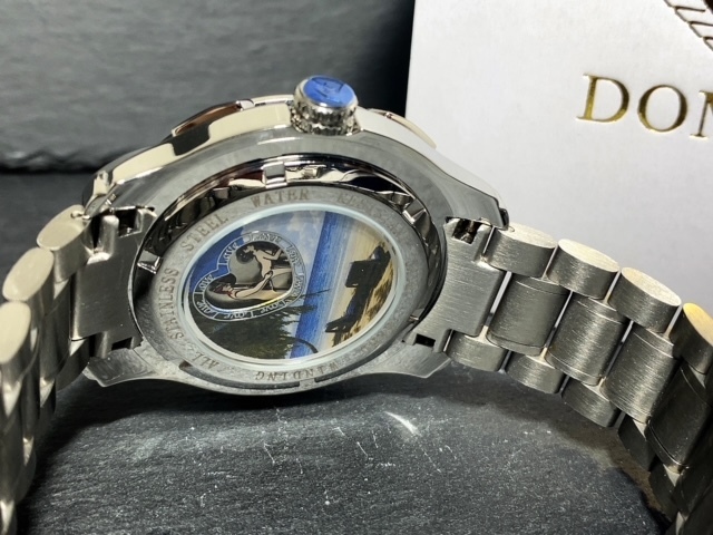 限定モデル 秘密のからくりギミック搭載 新品 DOMINIC ドミニク 正規品 腕時計 手巻き腕時計 ステンレスベルト アンティーク腕時計 ブルーの画像9