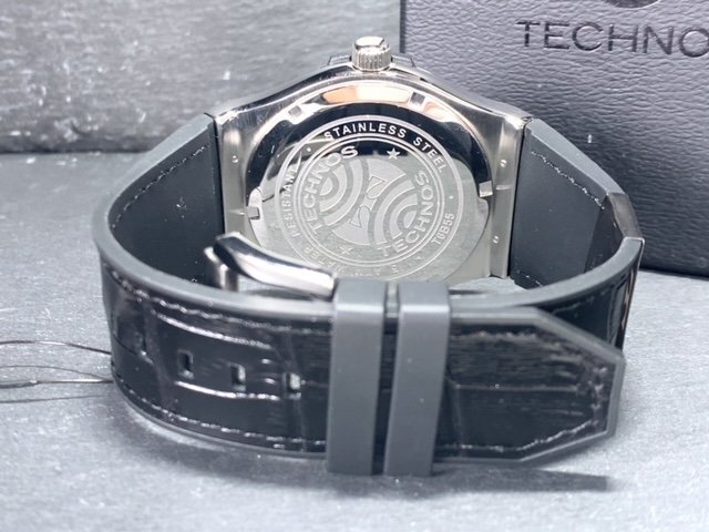 新品 腕時計 正規品 TECHNOS テクノス クオーツ アナログ腕時計 5気圧防水 ウレタンバンド シンプル シルバー レッド メンズ プレゼントの画像8