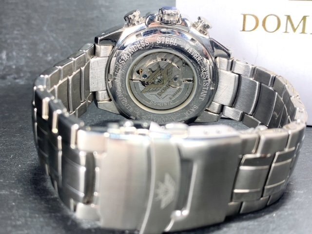 新品 正規品 ドミニク DOMINIC 自動巻き 手巻き時計 腕時計 オートマティック カレンダー 防水 ステンレス ブラック ホワイト プレゼントの画像8