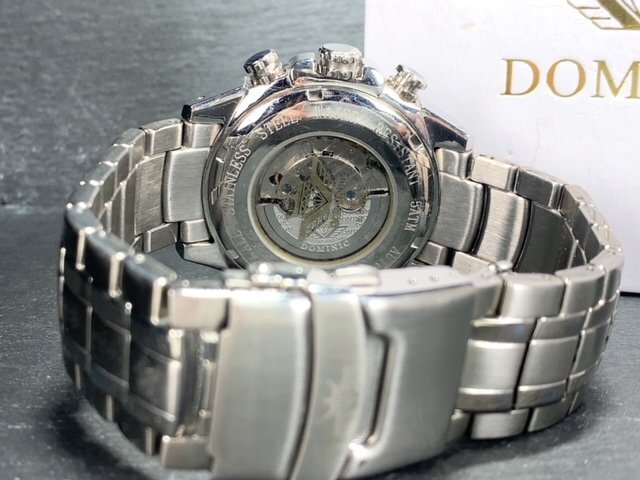 新品 正規品 ドミニク DOMINIC 自動巻き 手巻き時計 腕時計 オートマティック カレンダー 防水 ステンレス ブラック シルバー プレゼントの画像8