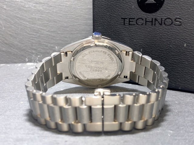 新品 腕時計 正規品 TECHNOS テクノス クオーツ アナログ腕時計 防水 カレンダー ステンレス シルバー シンプル ビジネス 3針 プレゼントの画像8