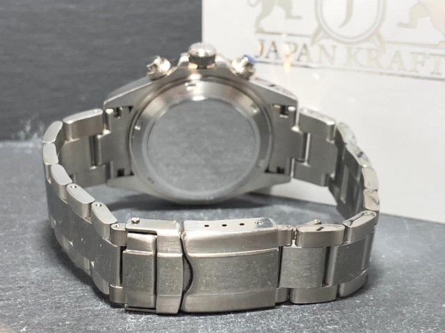 天然ダイヤモンド付き 新品 JAPAN KRAFT ジャパンクラフト 腕時計 正規品 クロノグラフ コスモグラフ 自動巻き 機械式 防水 アイスブルー_画像7