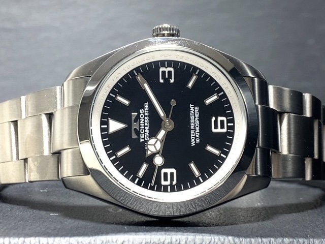 新品 TECHNOS テクノス 腕時計 正規品 アナログ腕時計 クオーツ ステンレス 10気圧防水 ビジネス シンプル ブラック メンズ プレゼントの画像5