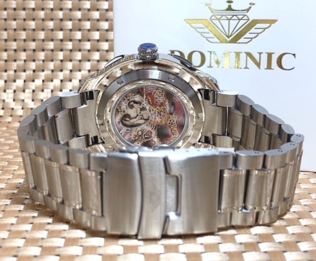 限定モデル 秘密のからくりギミック搭載 新品 DOMINIC ドミニク 正規品 手巻き腕時計 ステンレスベルト アンティーク腕時計 ブラックの画像7