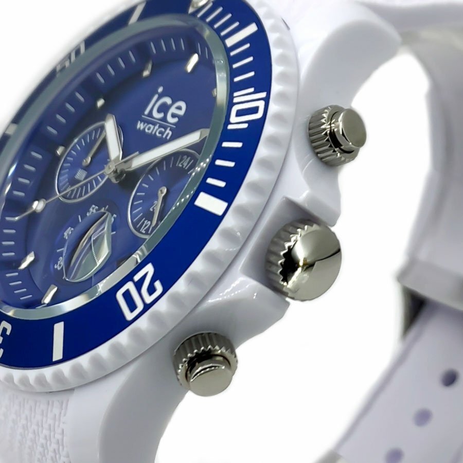 【1円】【新品正規品】ICEWATCHアイスウォッチ腕時計ブルーホワイトデイトカレンダー日付表示クロノグラフストップウォッチ_画像3