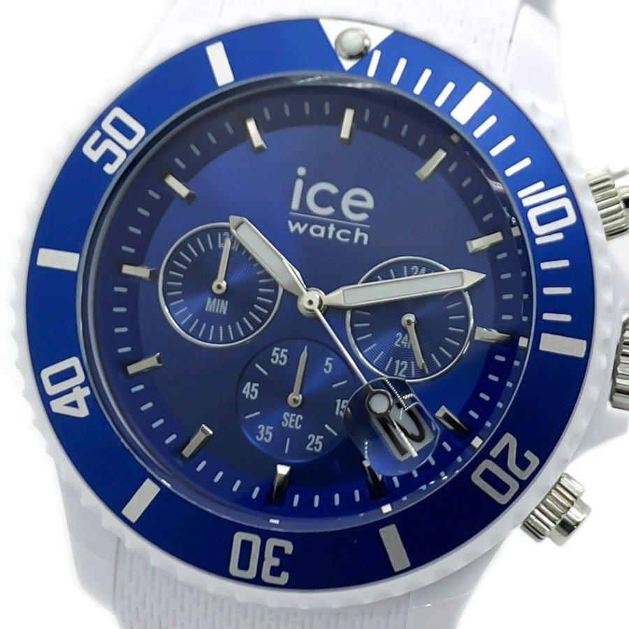 【1円】【新品正規品】ICEWATCHアイスウォッチ腕時計ブルーホワイトデイトカレンダー日付表示クロノグラフストップウォッチ_画像2
