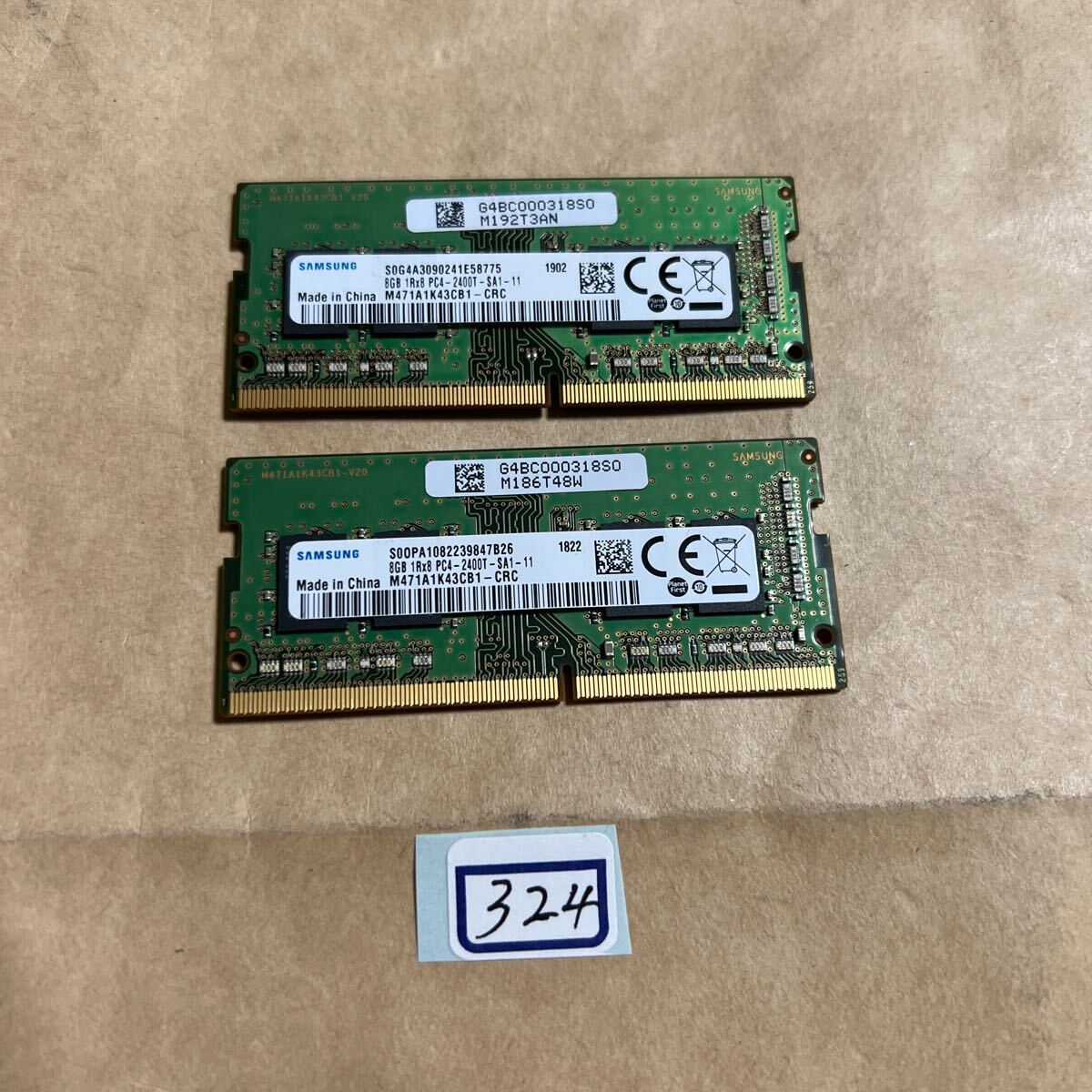 16GB#324# SAMSUNG 8GB 1Rx8 PC-2400T-SA1-11。8GBx2枚=16GB_画像2