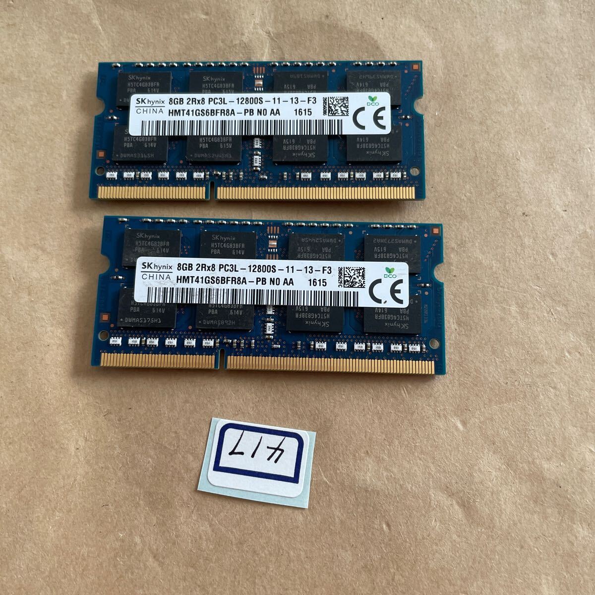  16GB #417# SKhynix 8GB 2Rx8 PC3L-12800S-11-13-F3 8GBx2枚=16GB_画像2