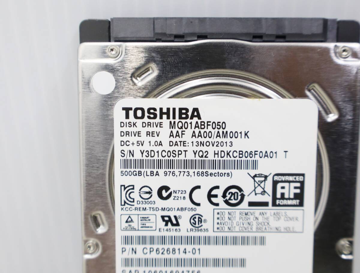 ∠ 500GB｜2.5インチ 内蔵型 ハードディスク HDD｜TOSHIBA 東芝 MQ01ABF050 ｜5400rpm 薄型7ｍｍ フォーマット済み■O7830_画像3