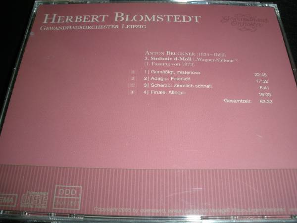 ブロムシュテット ブルックナー 交響曲 3番 ゲヴァントハウス ワーグナー ライヴ 特典 ブックレット付 Bruckner Blomstedt QUERSTANDの画像2