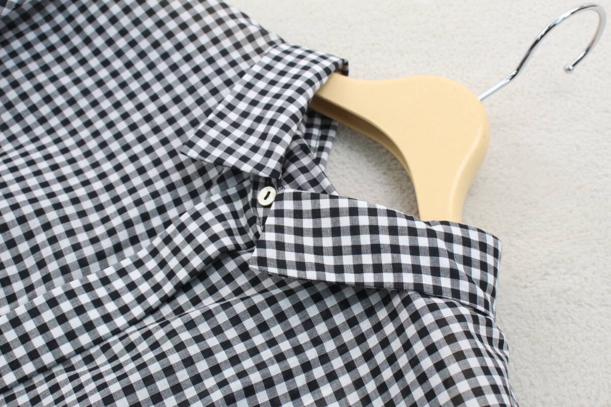 3-787 new goods spring thing cotton 100% stain side slit check blouse F size 