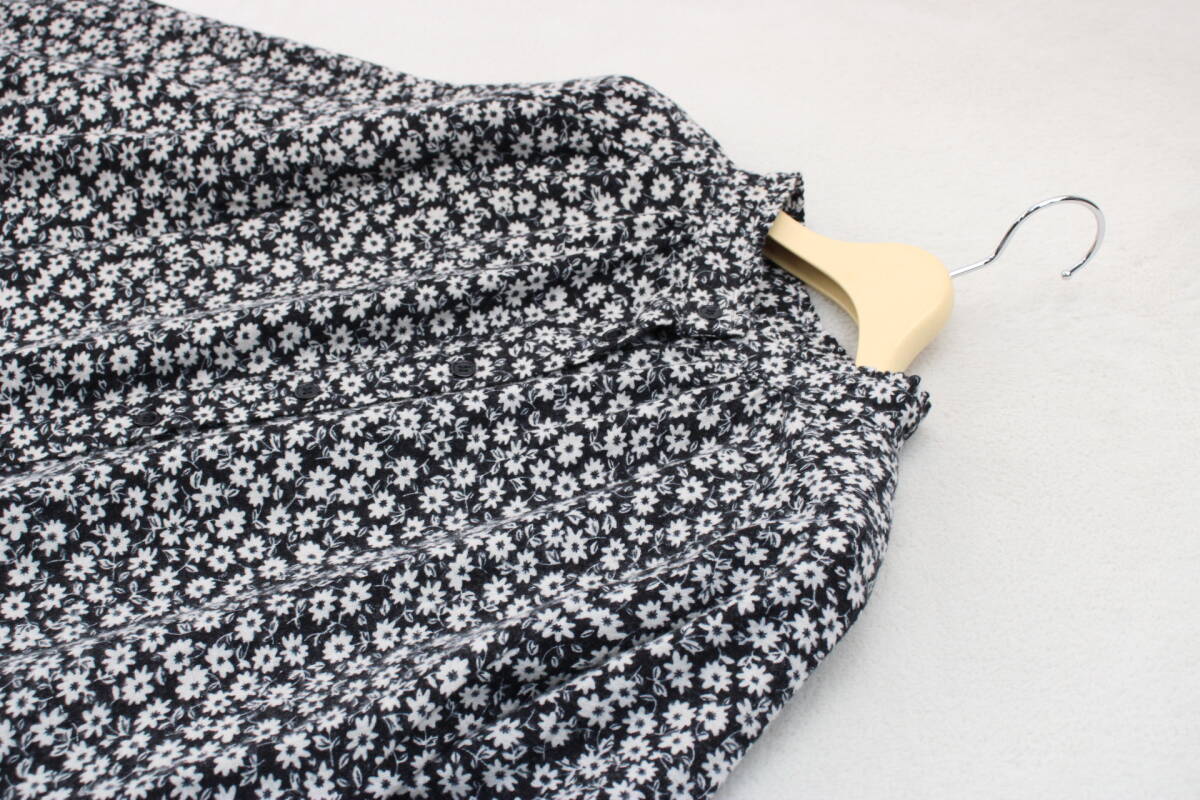 4-442 new goods floral print blouse black M