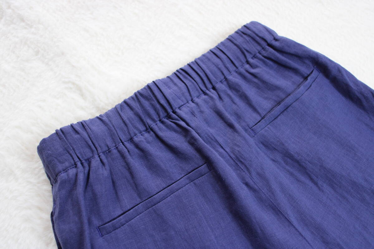 4-1108 новый товар талия резина linen брюки голубой F размер 
