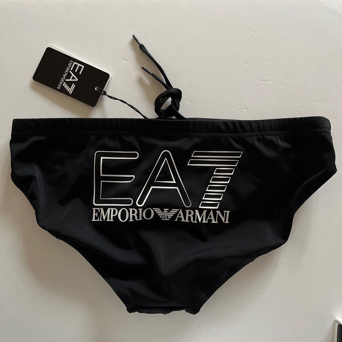 EMPORIO ARMANI EA7 競泳水着 EUR48 ブラック 競パン スイムビキニ メンズスイムウエア メンズフィットネススイムウエア 男性水着の画像1