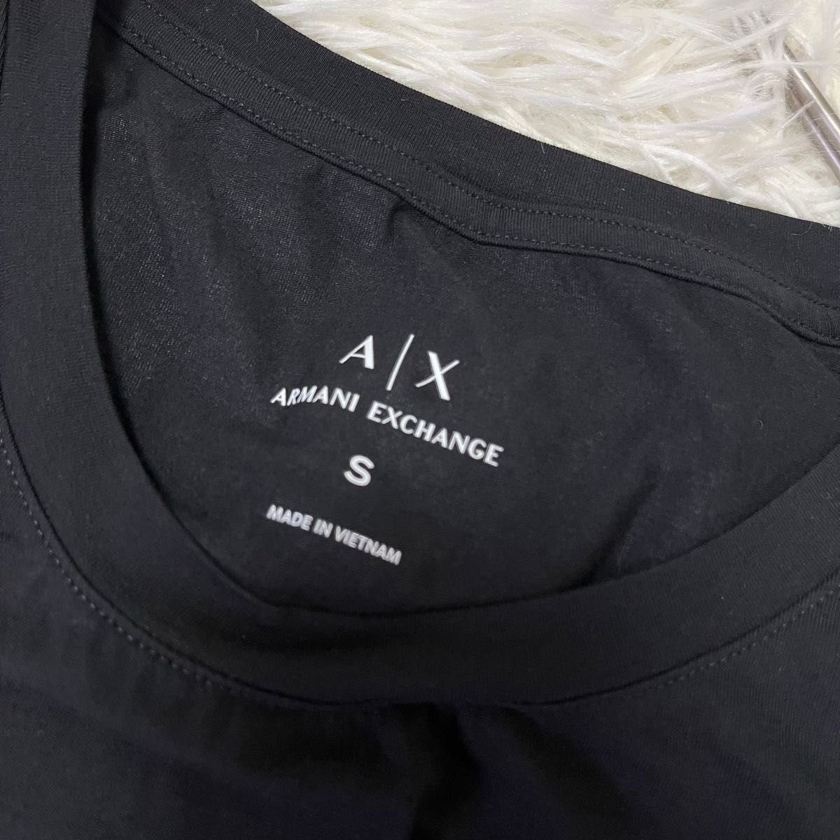 【美品】A/X ARMANI EXCHANGE アルマーニエクスチェンジ ロゴプリント ロンT Tシャツ 長袖 ラメ 黒 