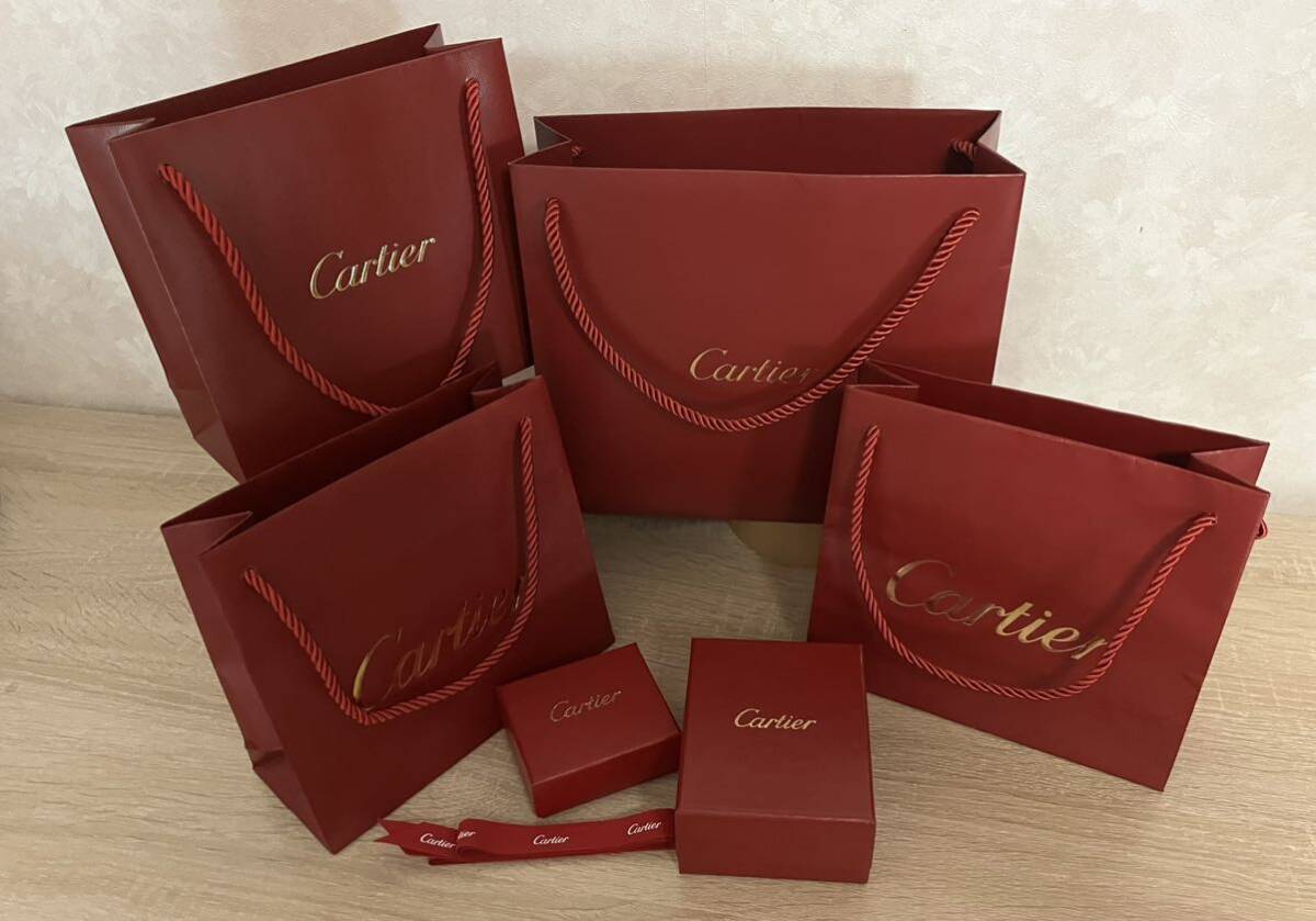 【空箱】カルティエ cartier リングケース リングボックス 指輪ケース キーケース 箱 ブランド紙袋 ショップ袋 ショッパー リボン セット_画像1