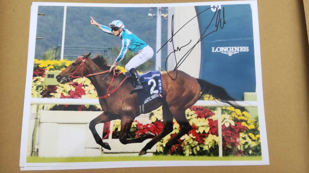ジェームズ・マクドナルド騎手直筆サインパネル ロマンチックウォリアー 香港カップ クイーンエリザベス2世カップで2流日本馬をボコるwwの画像3