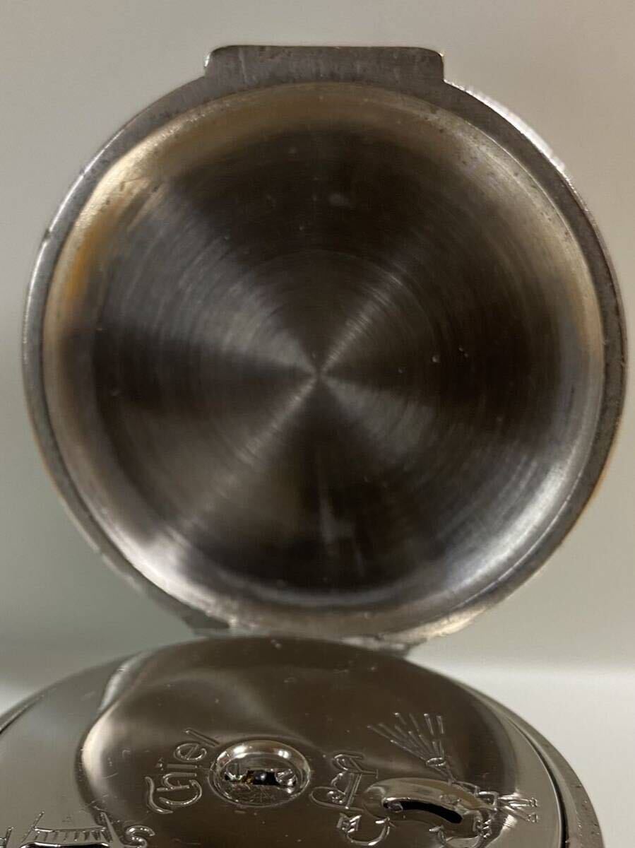懐中時計 ティール社 アラームウォッチ 稼働 ドイツ製 アンティーク 手巻き スモセコ 白文字盤 シルバー THIELの画像5