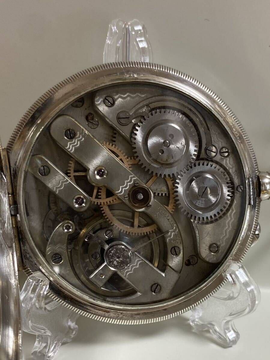 商館時計　コロン商会　稼働品　銀無垢ケース　懐中時計 手巻き アンティーク　スモセコ 提げ時計