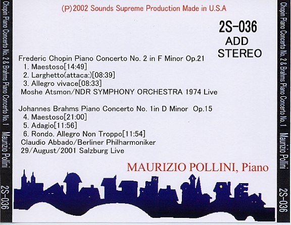 ポリーニ：ショパン・ピアノ協奏曲第2番、指揮・アツモン北ドイツ放送響、74年、他。の画像2