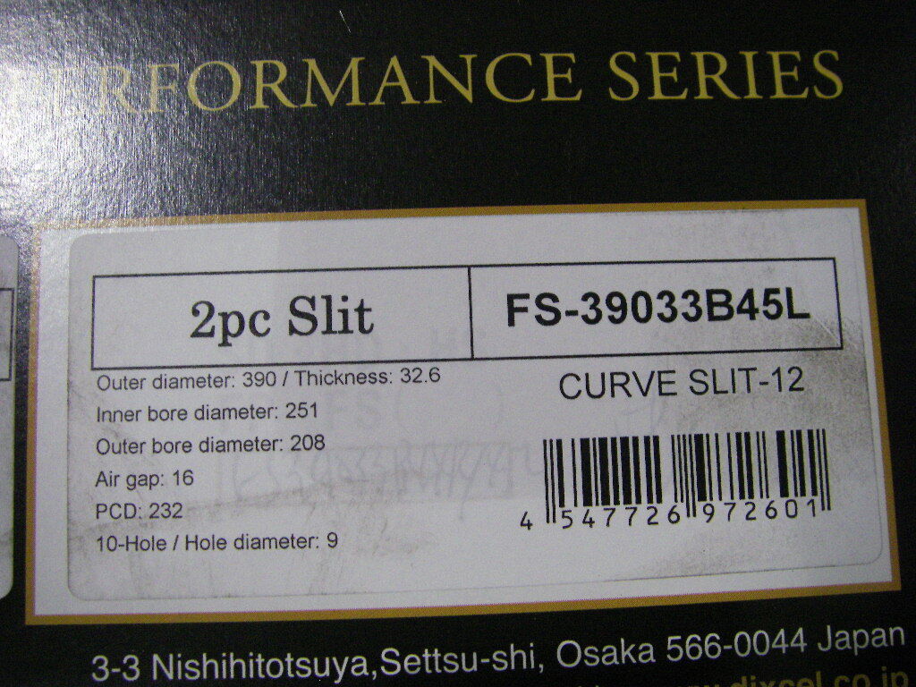  Dixcel R35GT-R slit rotor front left right set FS-39033B44R/45L