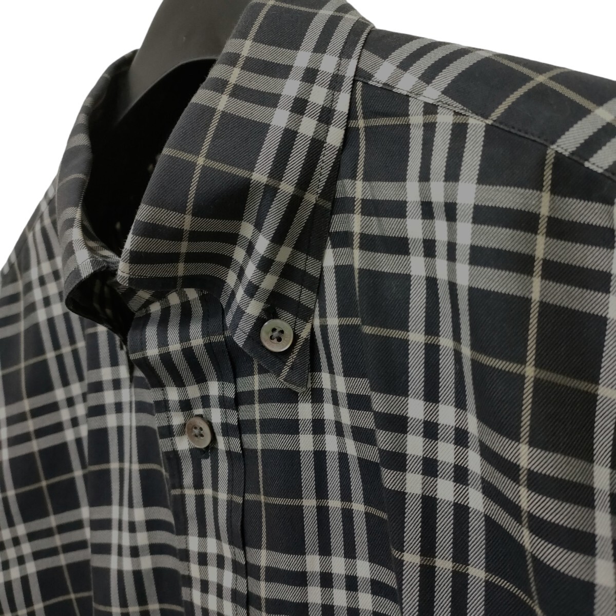 BURBERRY LONDON / Burberry мужской длинный рукав кнопка рубашка сорочка Monotone в клетку M размер сделано в Японии чистка settled I-3721
