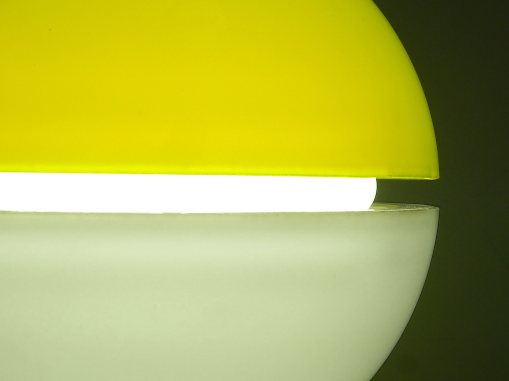 ■即決■ 70's Vintage 三菱 ペンダントライト スペースエイジ ミッドセンチュリー 黄色×白 照明 レトロ ヴィンテージの画像2