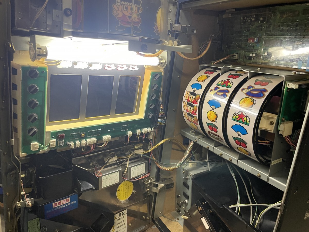  operation verification ending aruze large flower fire pachinko slot machine apparatus slot door key setting key coin machine volume adjustment possibility home use power supply present condition goods 