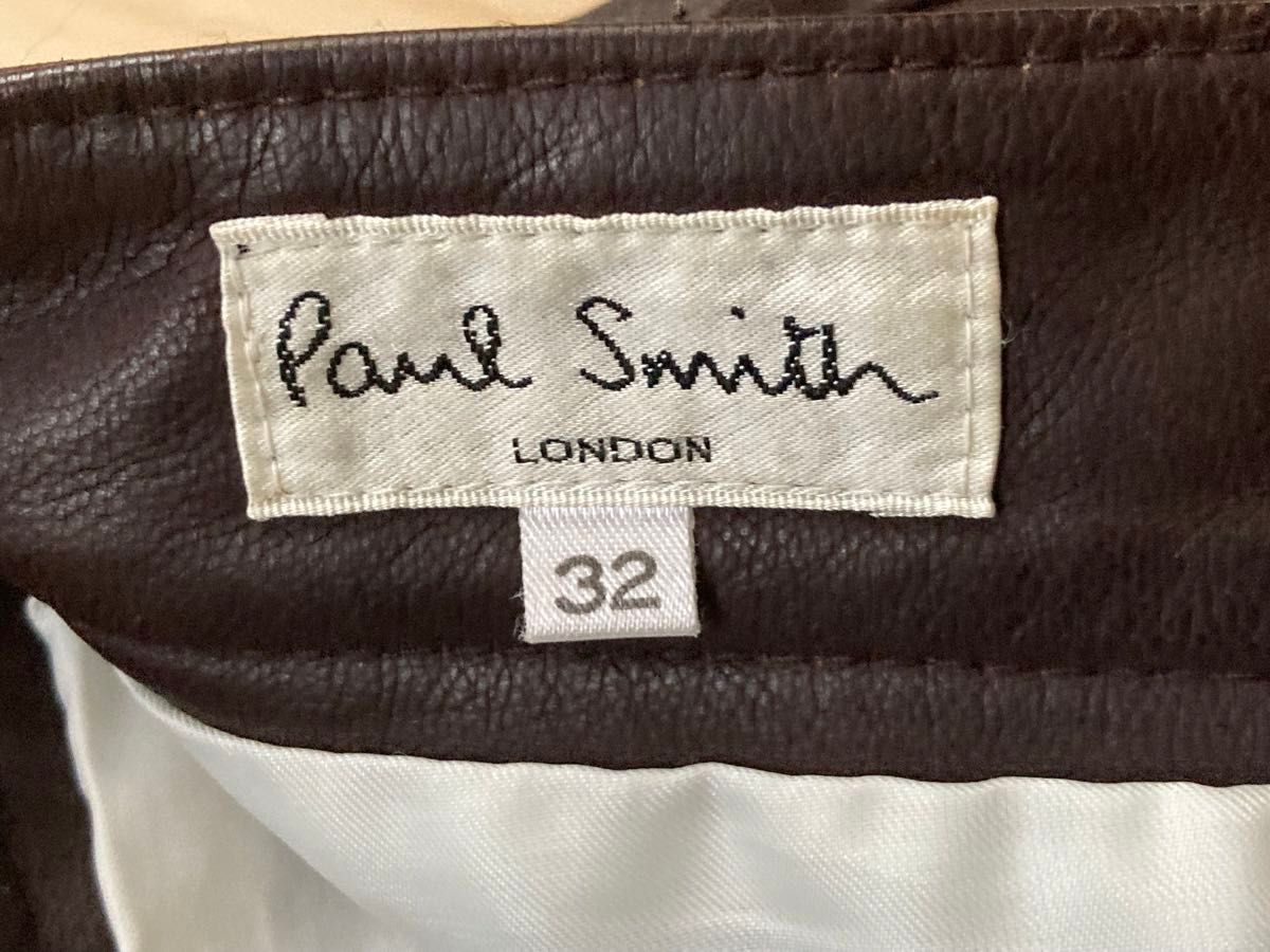 Paul Smith ポールスミス　レザーパンツ　皮パンツ　サイズ32 W81センチ　ブラウン系　裏地付