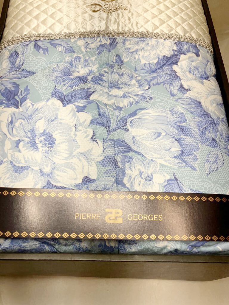Z120 羊毛混肌掛布団 掛布団 140×190㎝ 花柄ブルー 寝具 シングル 4bの画像3