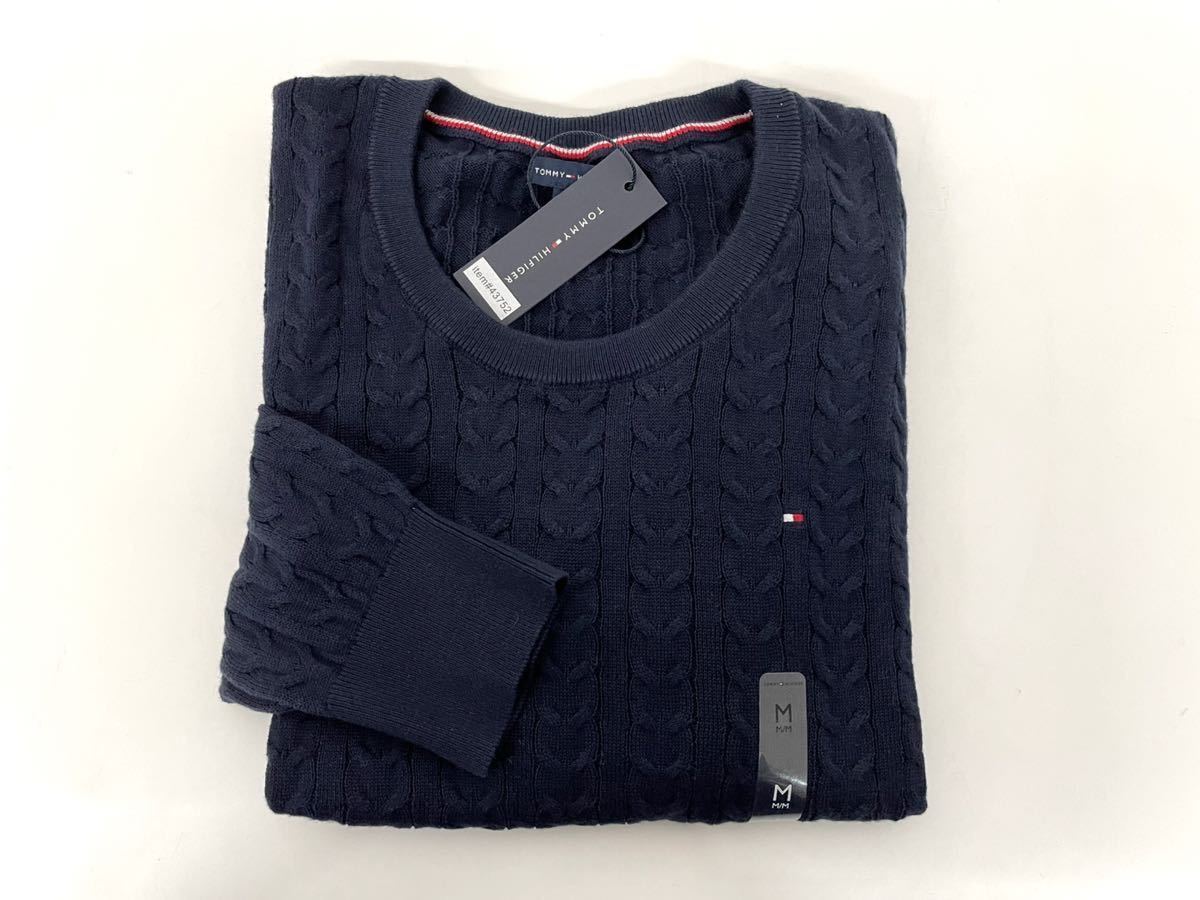 TOMMY トミーヒルフィガー レディース コットン セーター M ネイビー ロゴ トップス_画像1