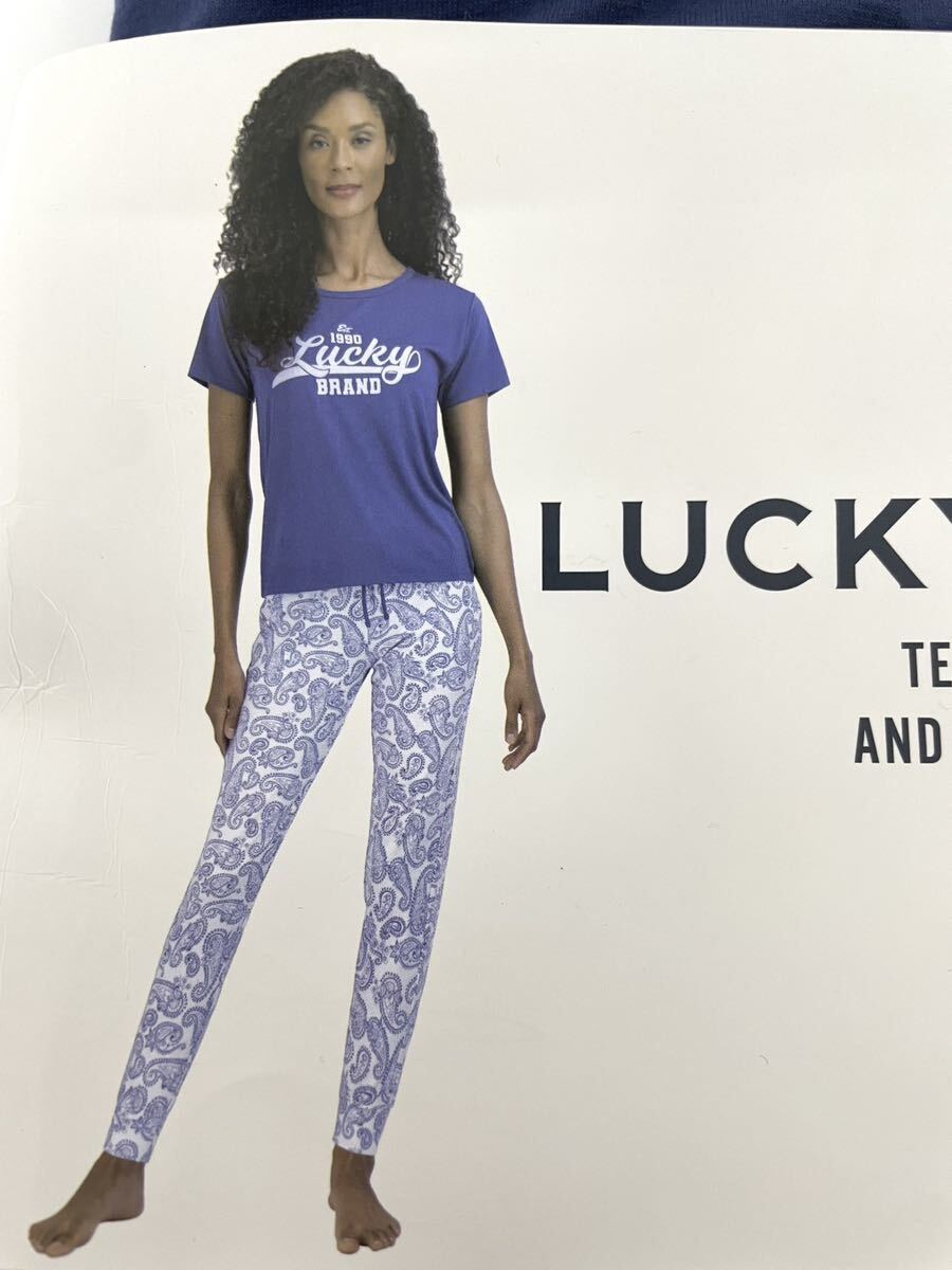 未使用■LUCKY BRAND レディース パジャマ XL 3点セット ルームウェア 長袖 半袖 ブルー 春秋 大きいサイズ_画像6