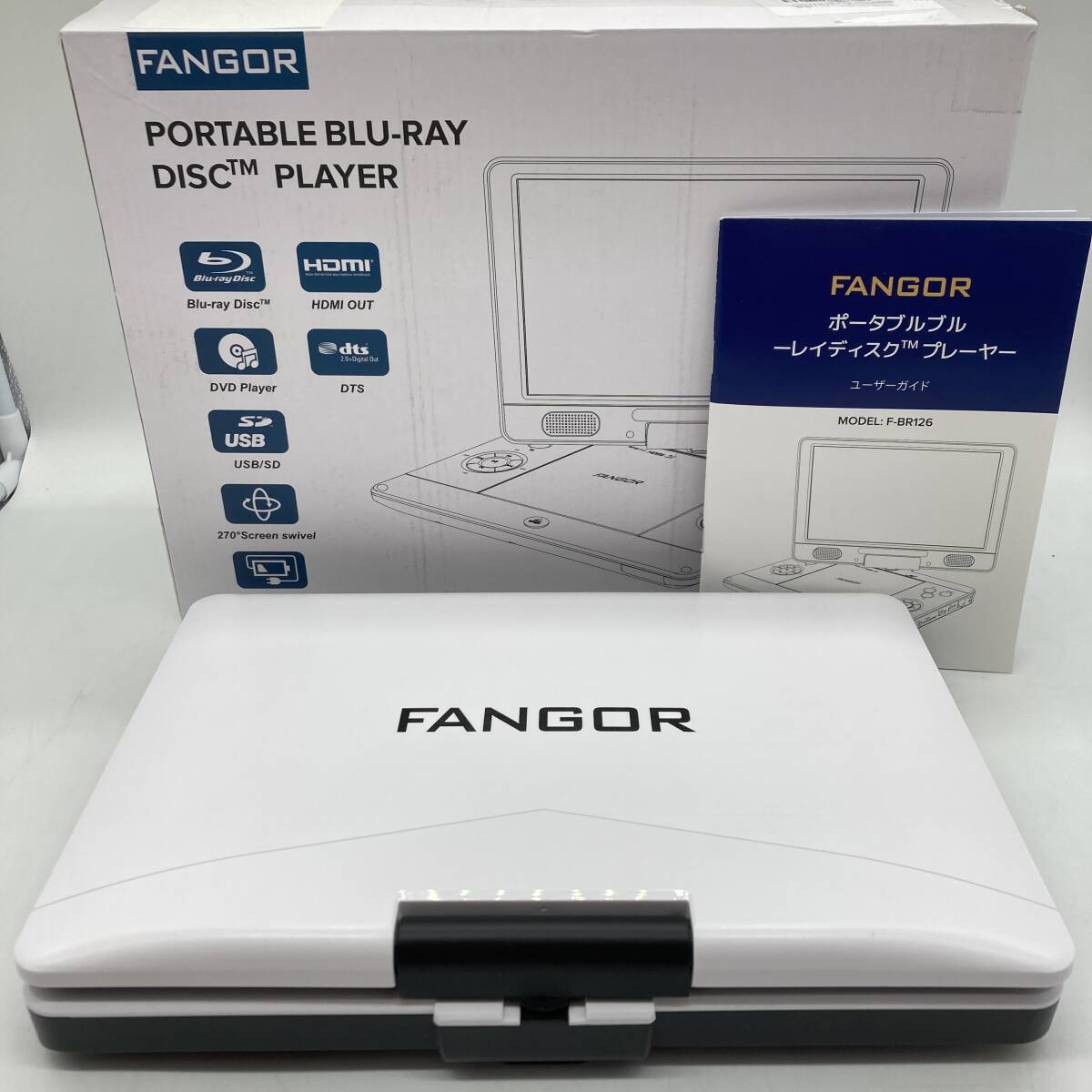 【訳あり】FANGOR ポータブルブルーレイプレーヤー 12型 11.4インチ F-BR126 ホワイト /Y20249-B3_画像1