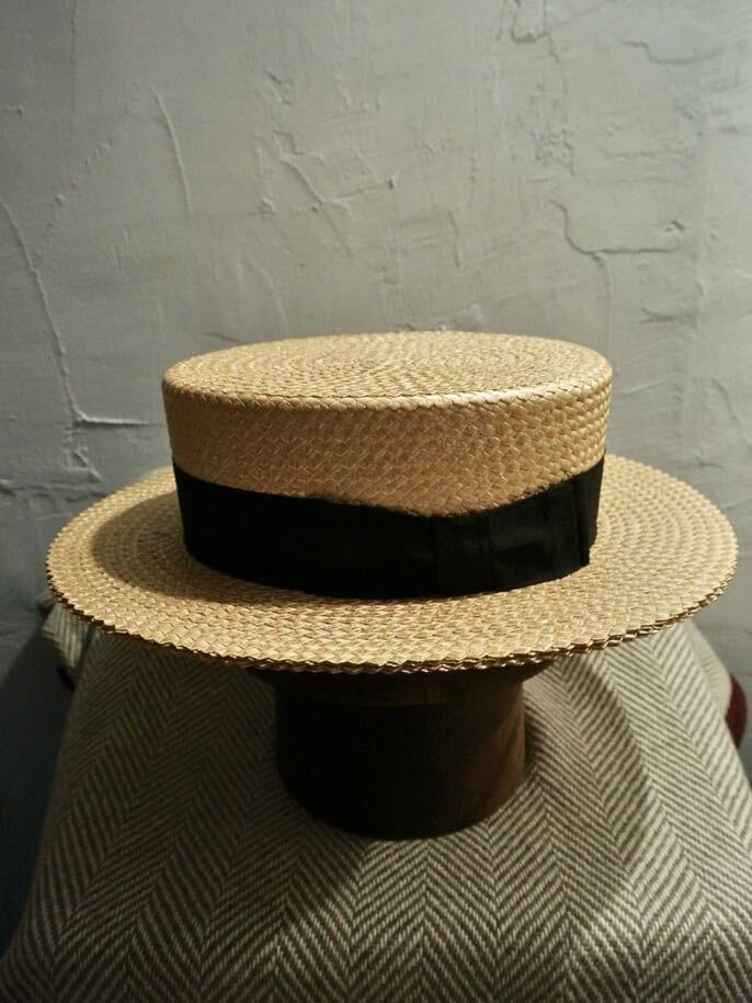 30s Vintage Hopkins Boater Hat 7 1/4 Vintage ho p gold sbo-ta- шляпа канотье 58cm - икра s пшеница .. шапочка панама ma шляпа 40s
