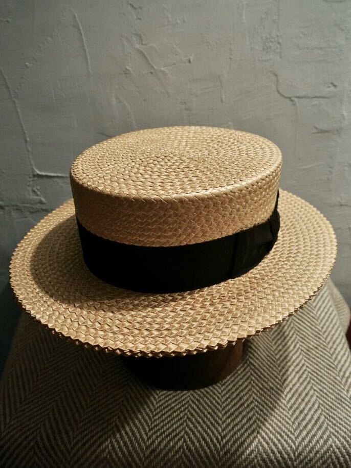 30s Vintage Hopkins Boater Hat 7 1/4 Vintage ho p gold sbo-ta- шляпа канотье 58cm - икра s пшеница .. шапочка панама ma шляпа 40s