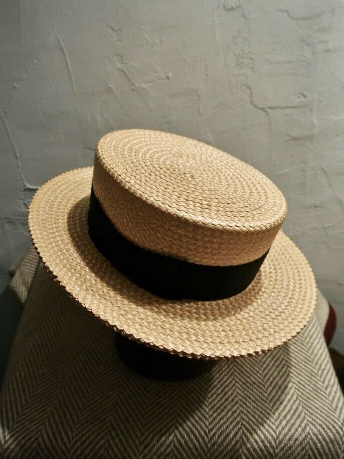 30s Vintage Hopkins Boater Hat 7 1/4 Vintage ho p gold sbo-ta- шляпа канотье 58cm - икра s пшеница .. шапочка панама ma шляпа 40s